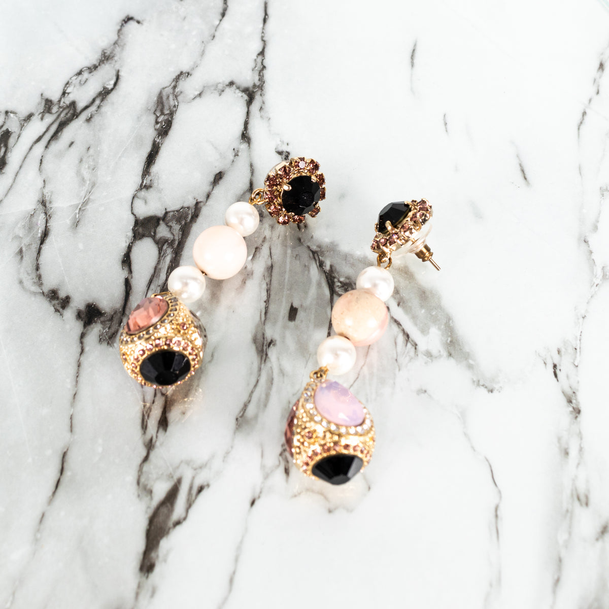 Erdem Gold Faux Pearl Crystal Drop Earrings