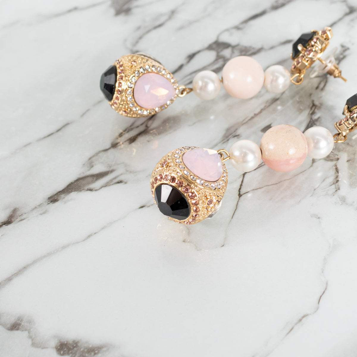 Erdem Gold Faux Pearl Crystal Drop Earrings
