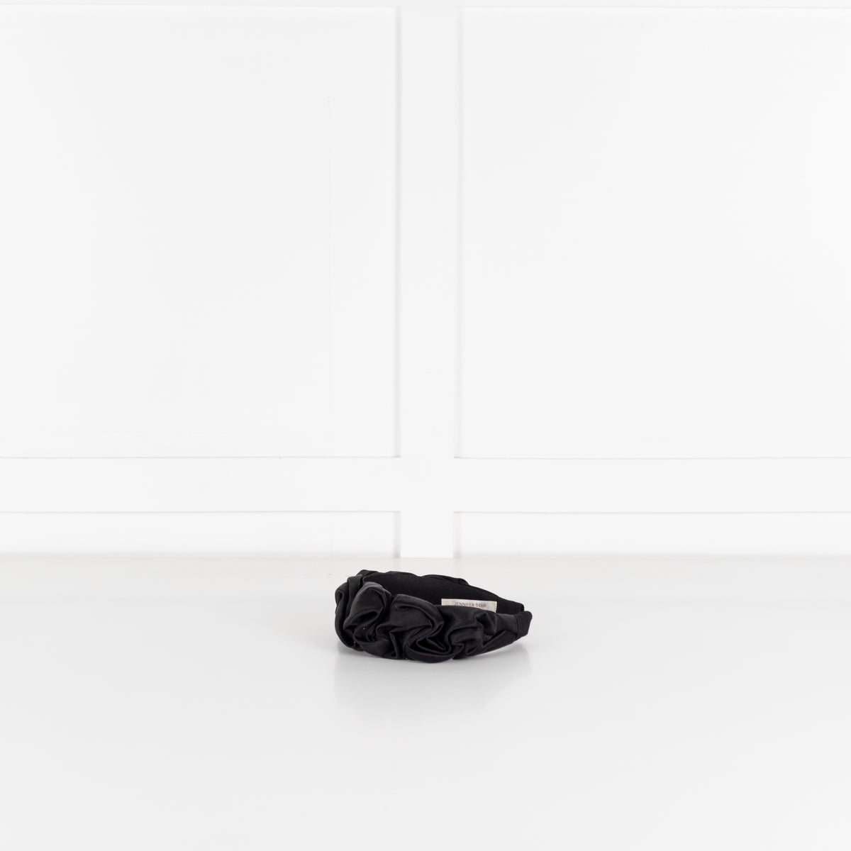 Jennifer Behr Black Ruched Satin Headband