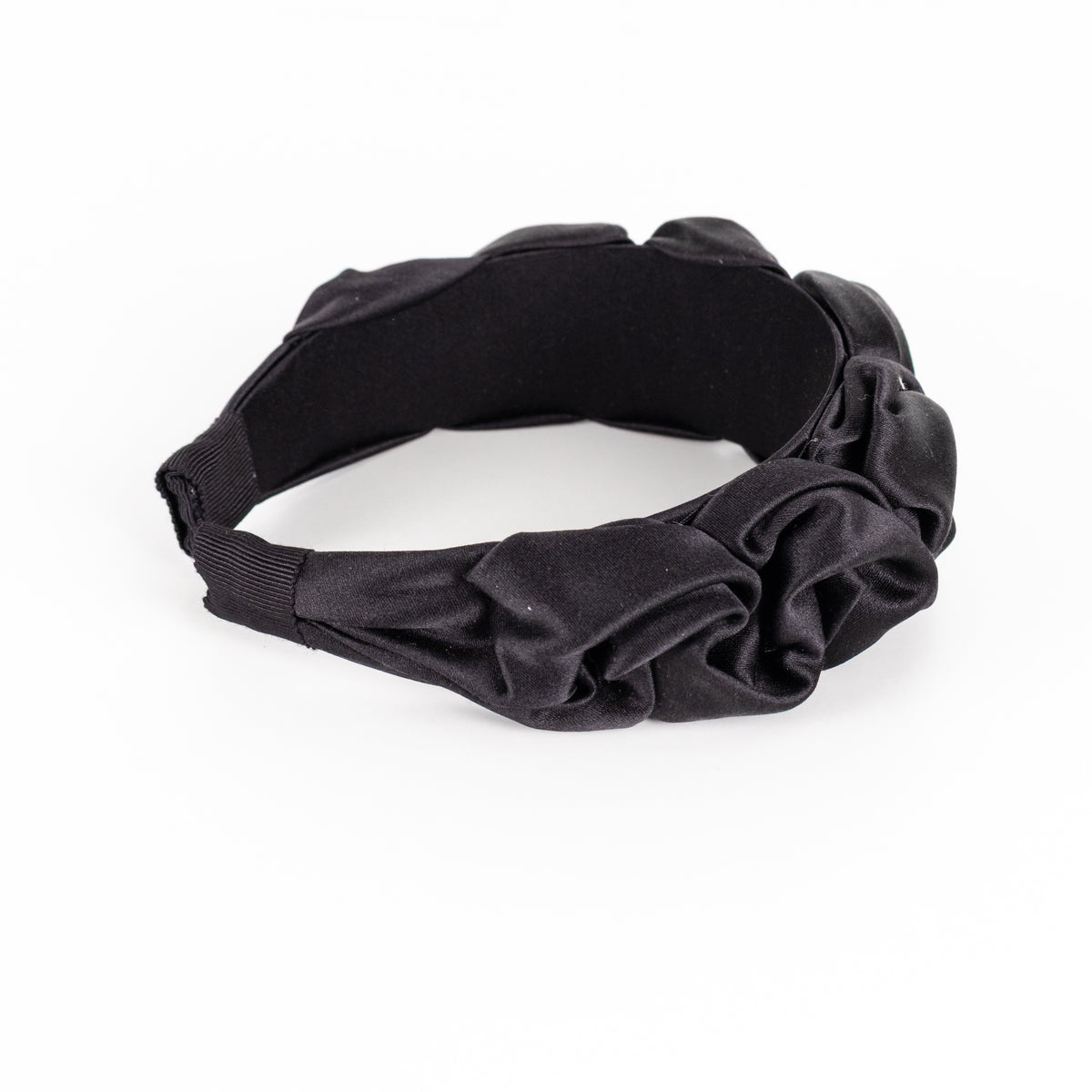 Jennifer Behr Black Ruched Satin Headband