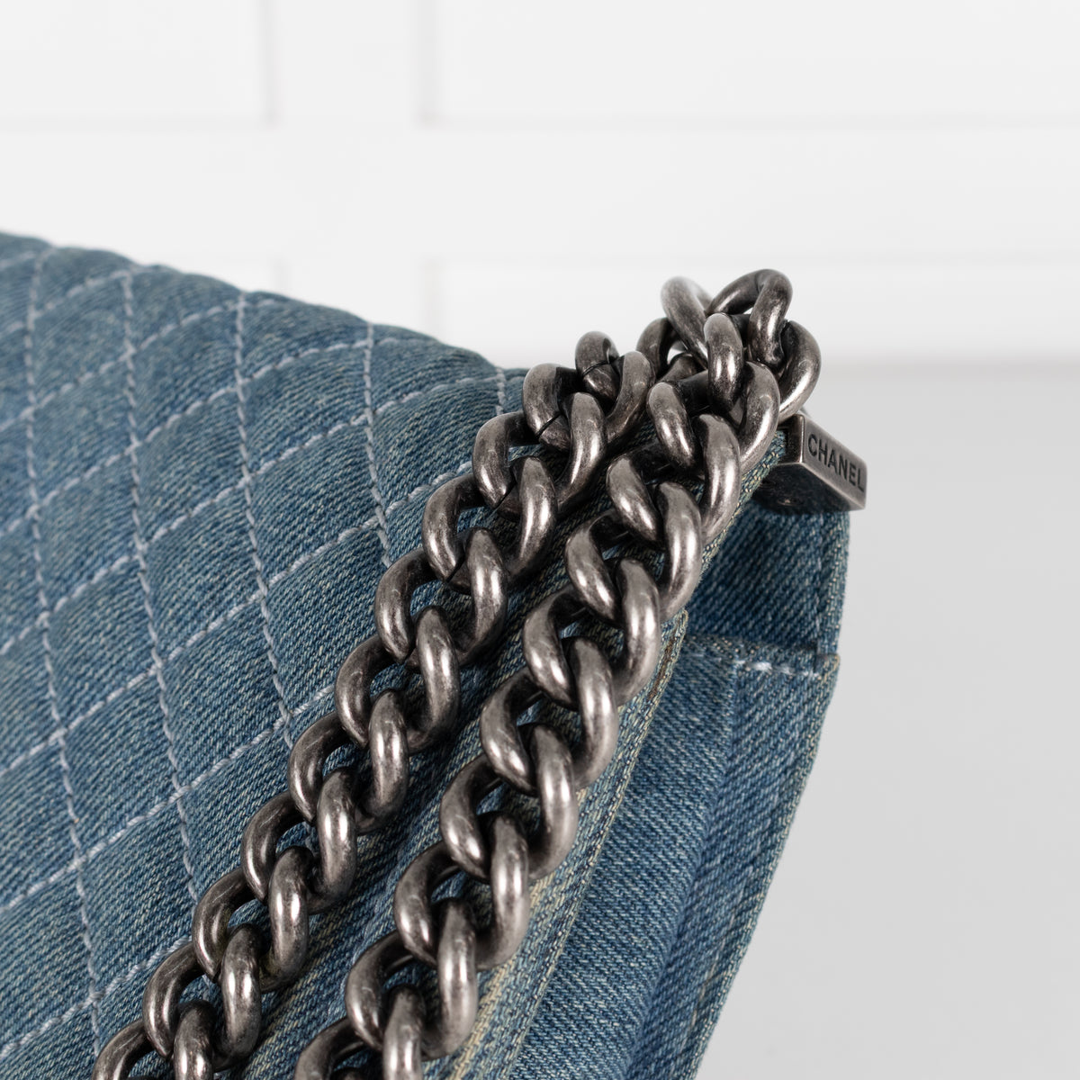 Chanel Blue Denim Medium Flap Boy Bag