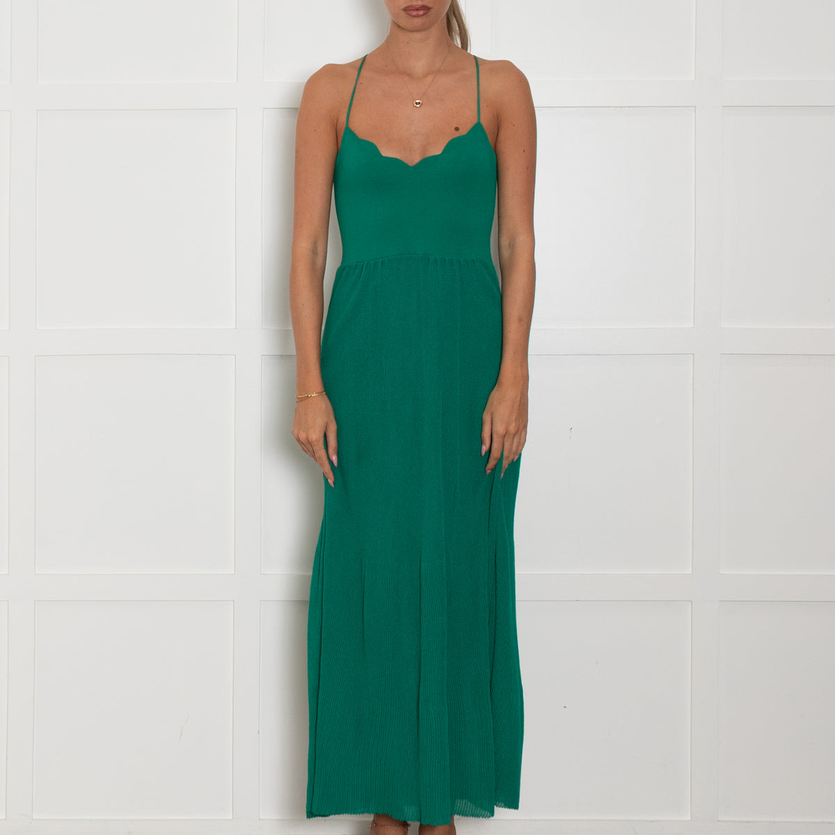 Sandro Green Crinkle Sundress