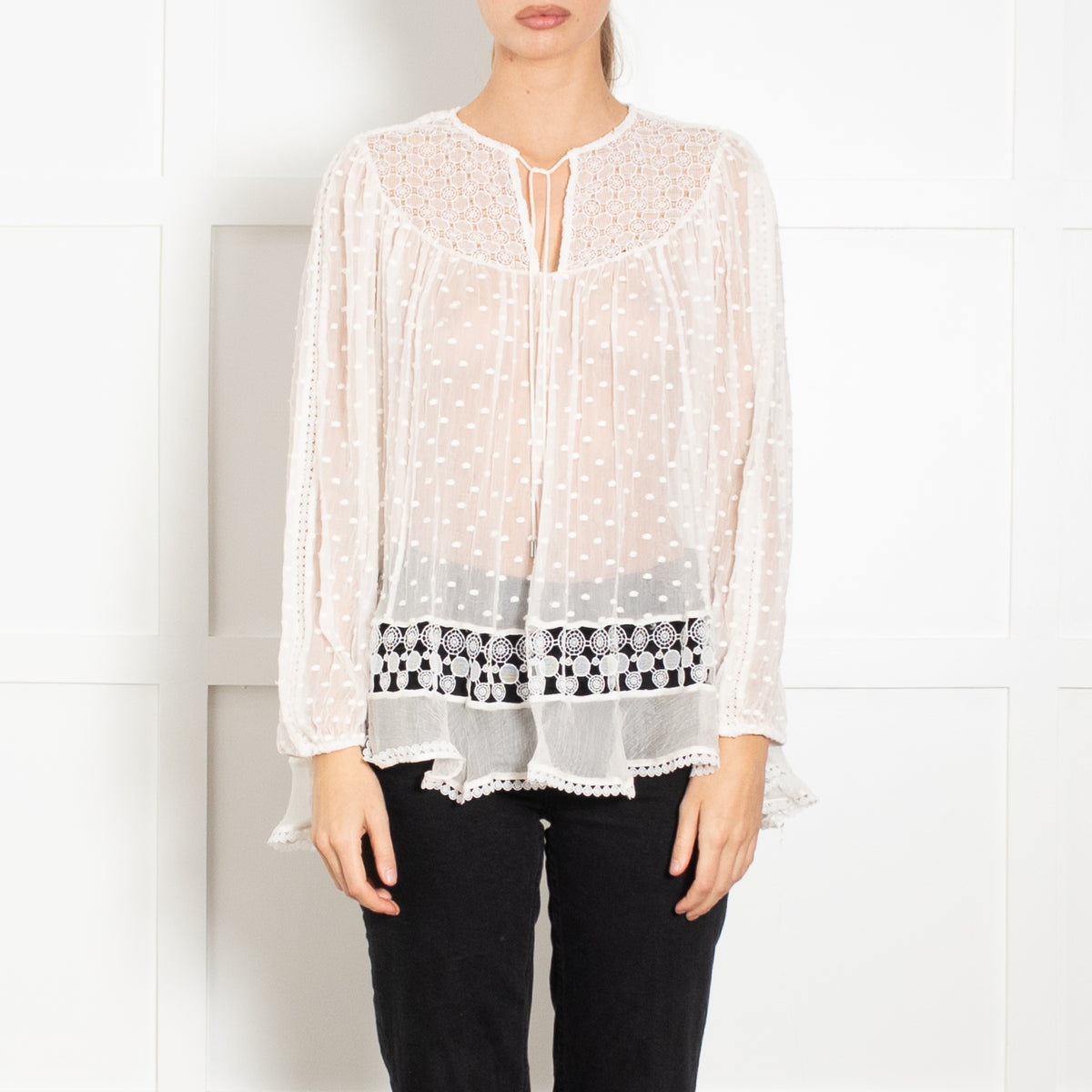 Zimmermann White Lace And Polka Spot Top