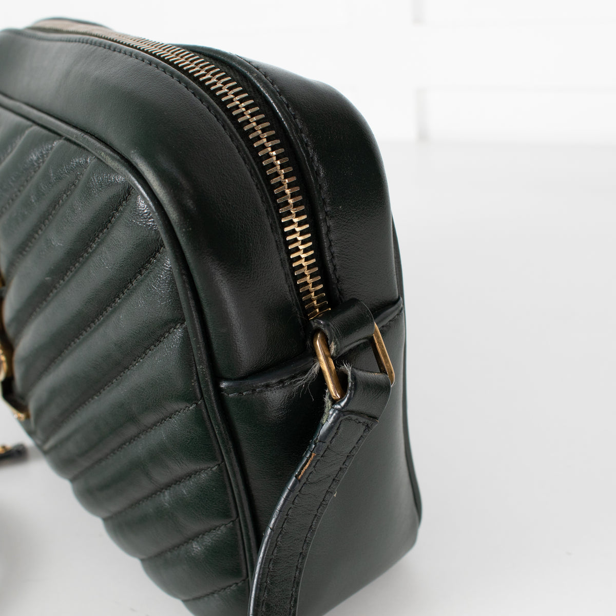 Saint Laurent Green Lou Quilted Leather Camera Bag