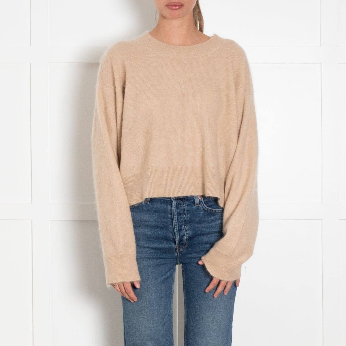 Love Shack Fancy Brown Cashmere Boxy Jumper