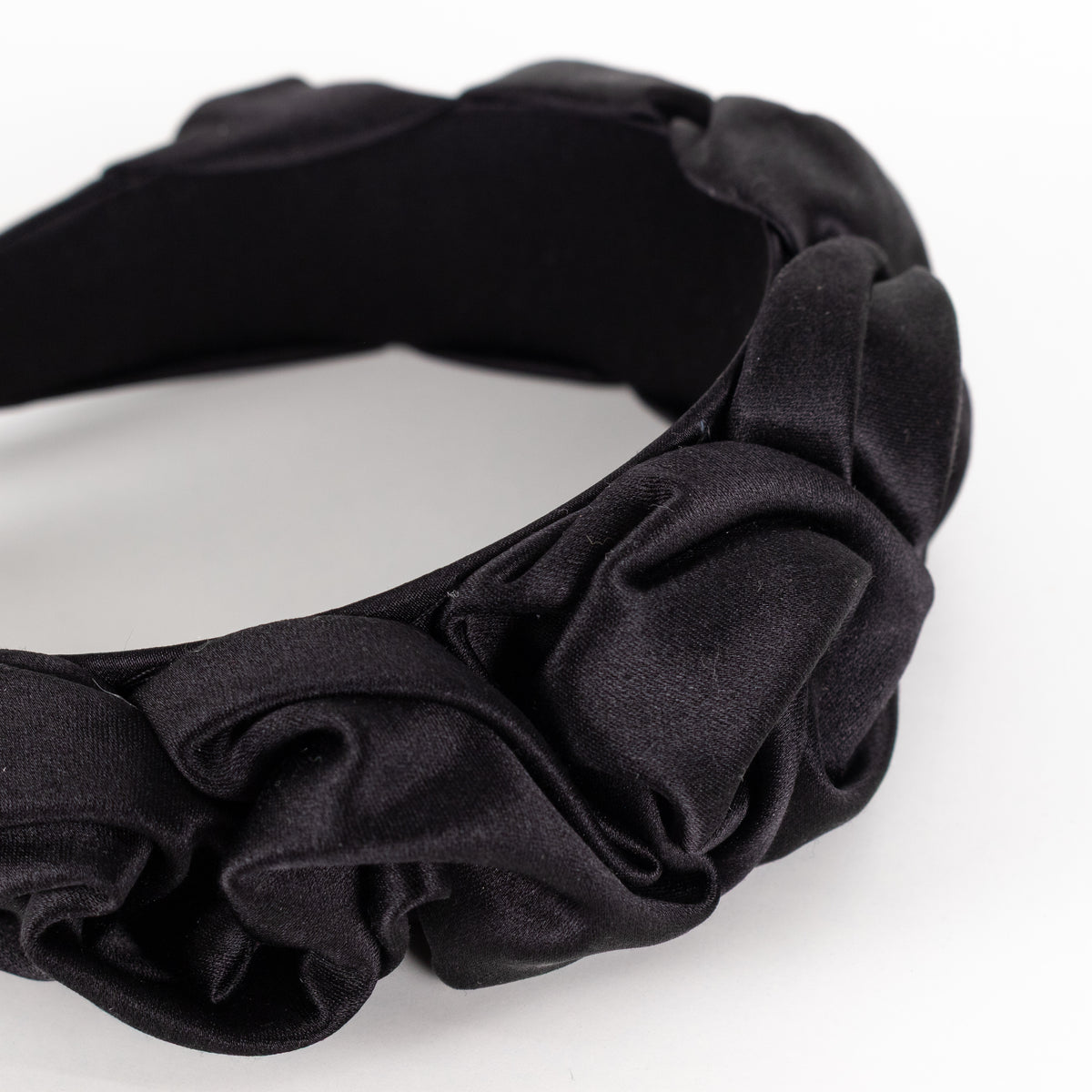 Jennifer Behr Black Ruched Satin Headband