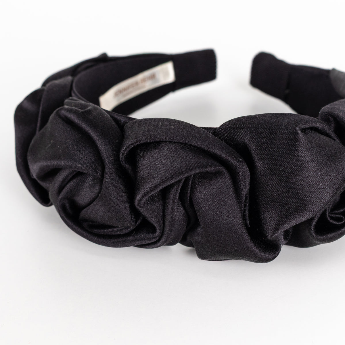 Jennifer Behr Black Ruched Satin Headband
