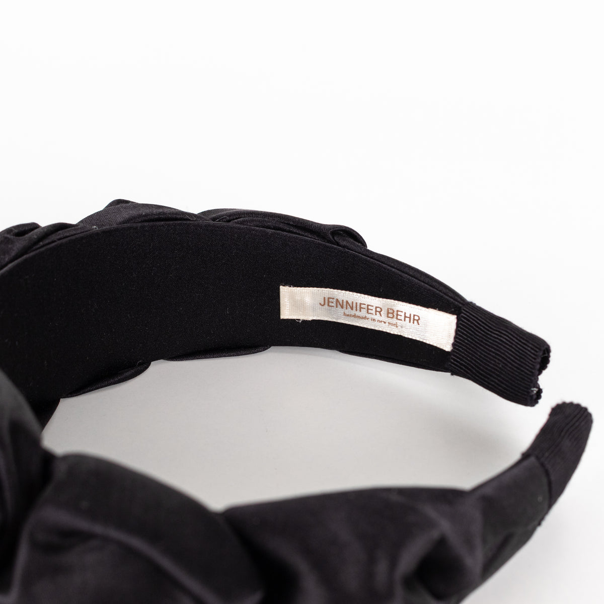 Jennifer Behr Black Ruched Satin Headband