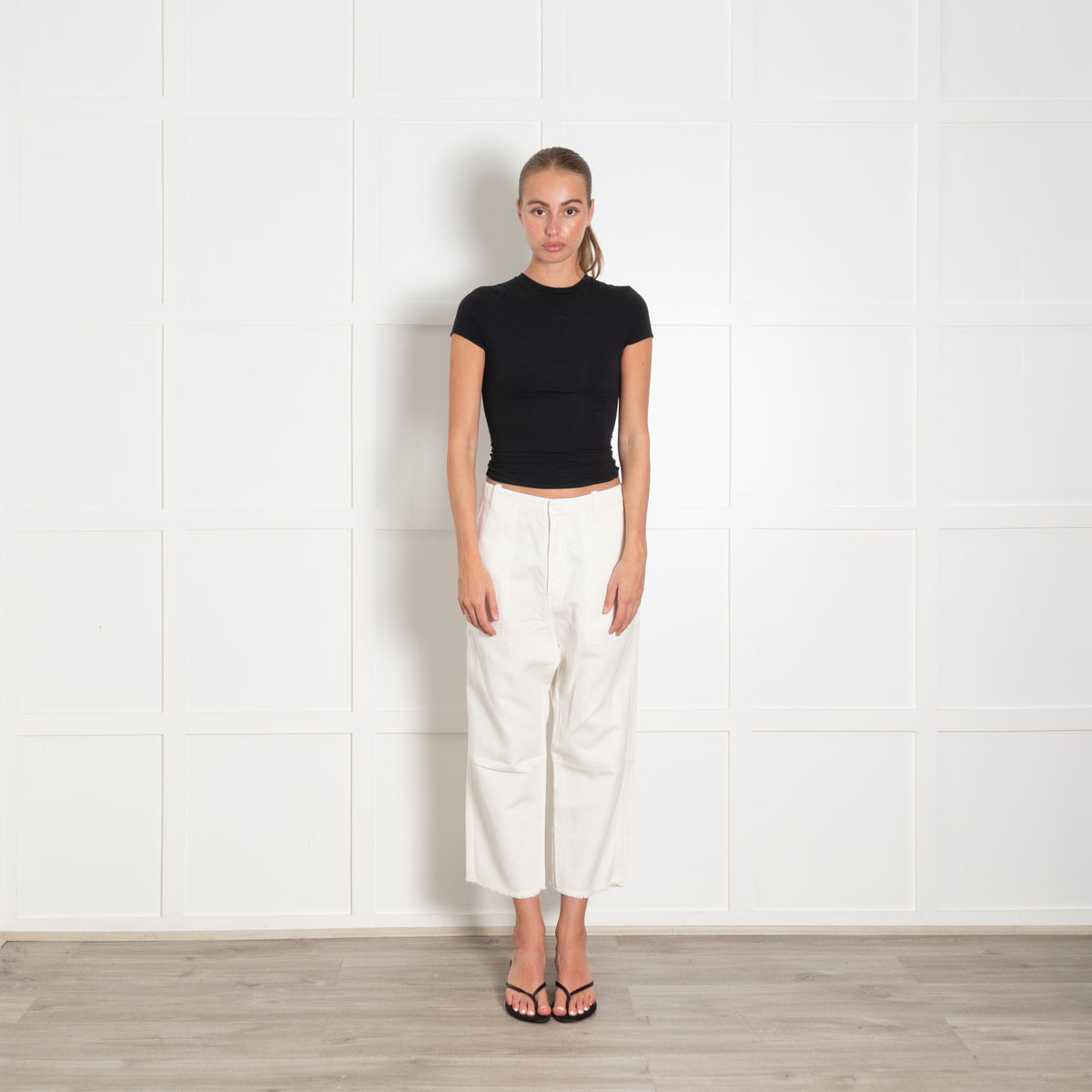 Nili Lotan Cream Luna Dropped Crotch Pant