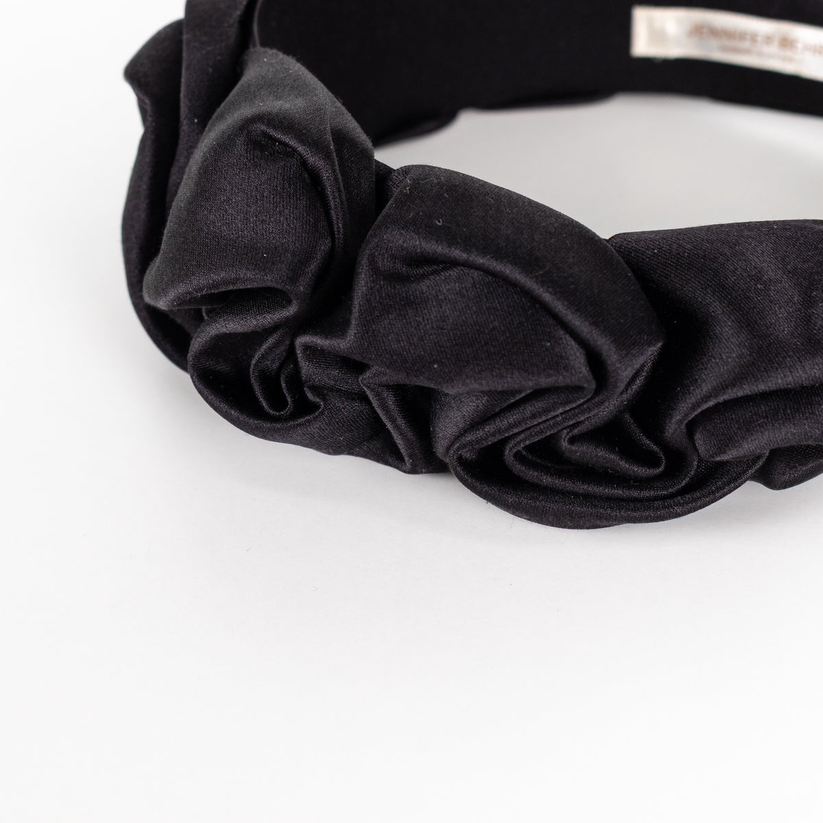 Jennifer Behr Black Ruched Satin Headband