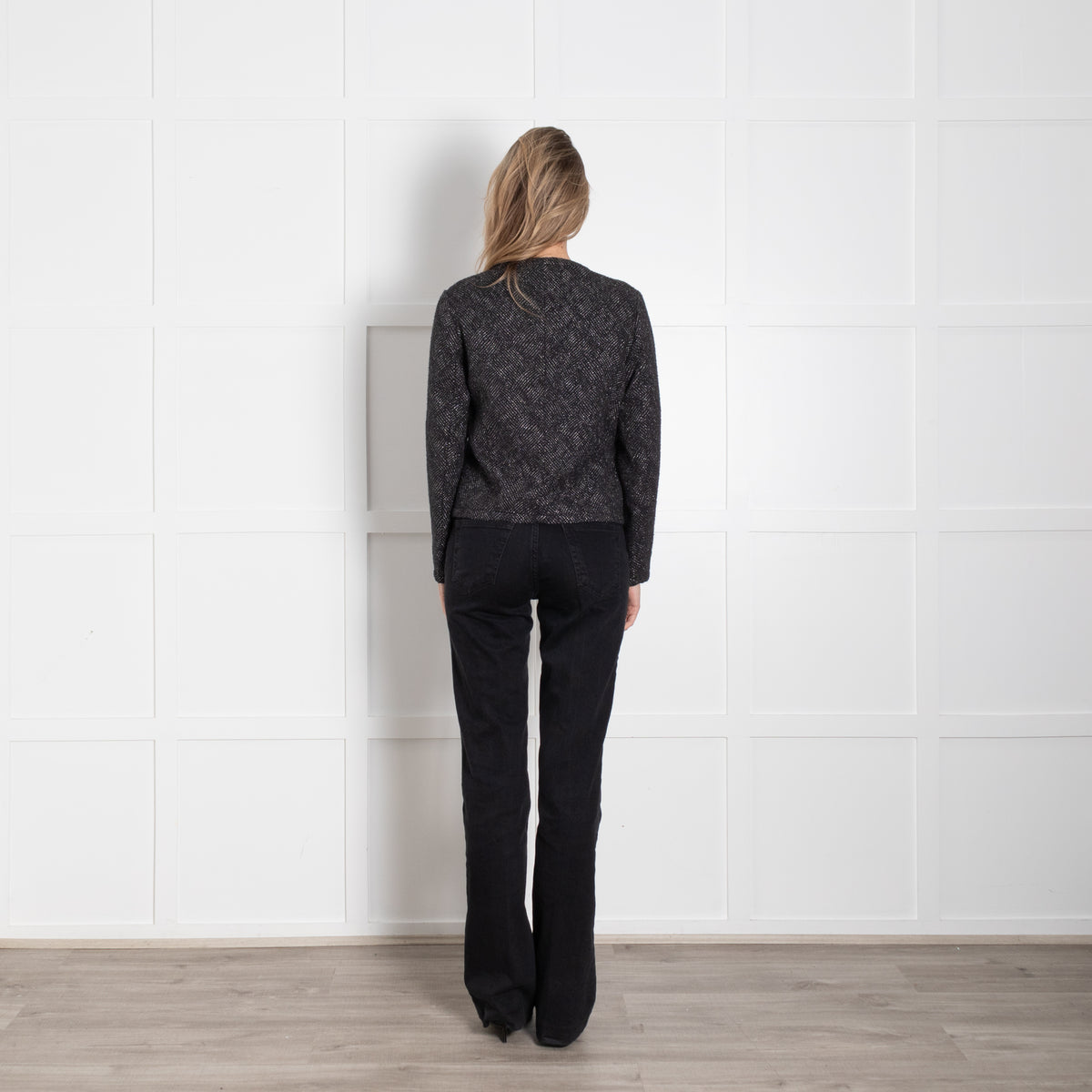 Maje Navy Silver Thread Cotton Blend Jacket