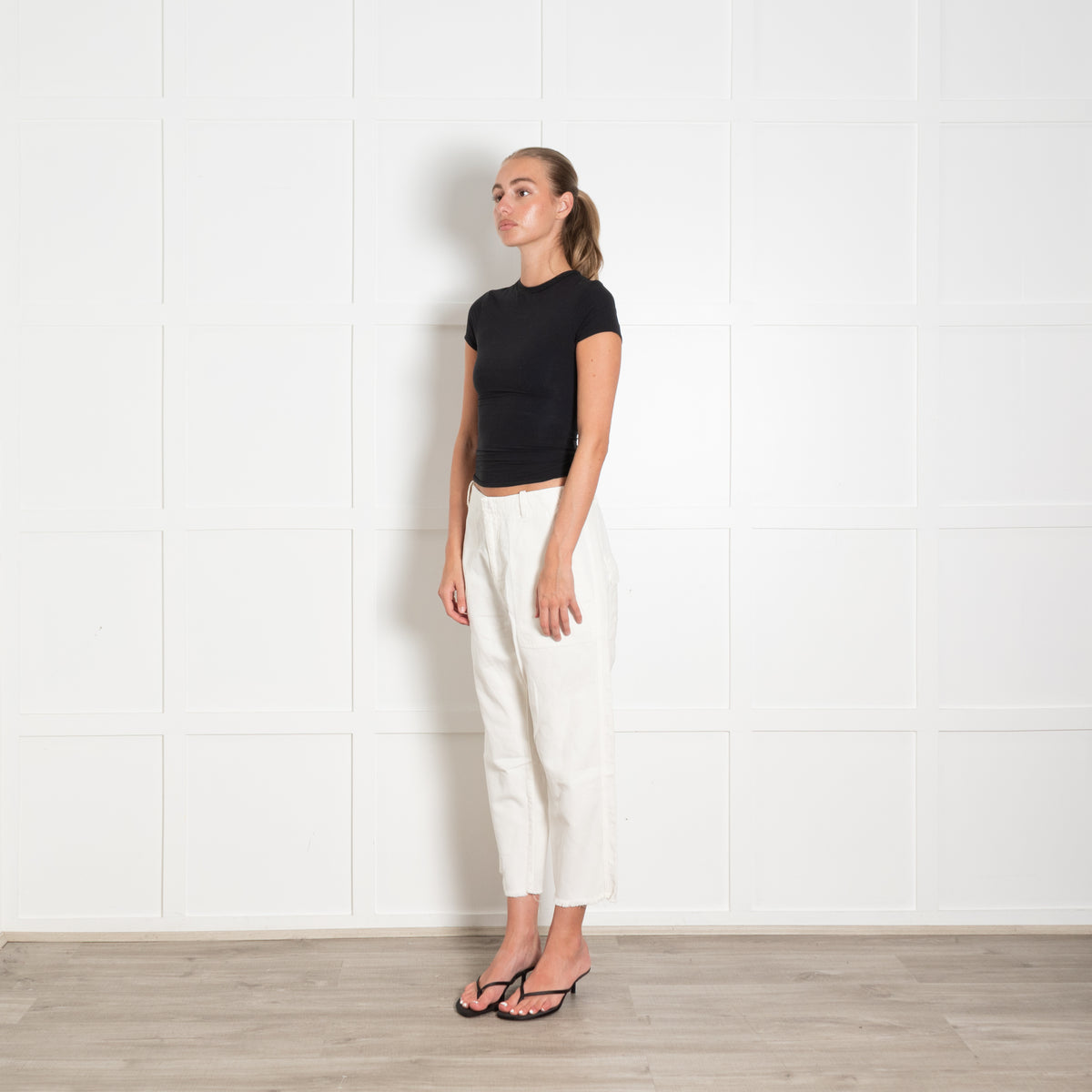 Nili Lotan Cream Luna Dropped Crotch Pant