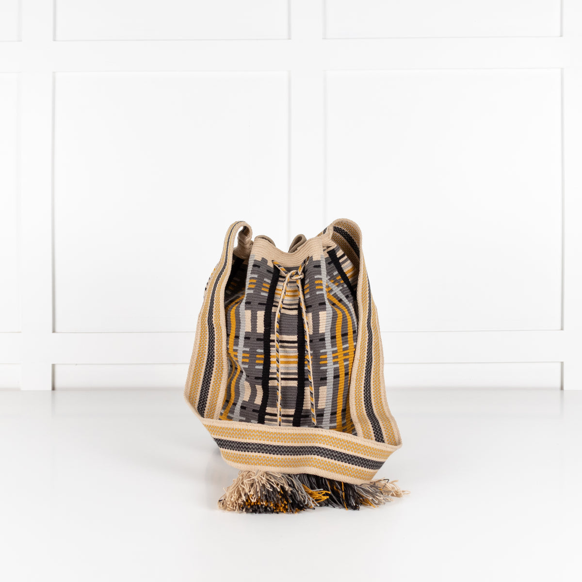 Guanabana Cream Blue Mustard Woven Geometric Pattern Crossbody