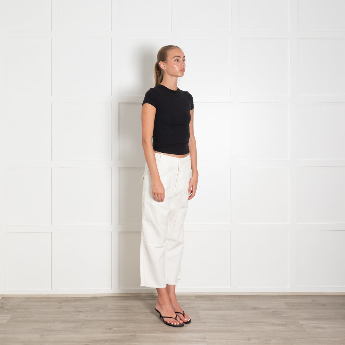 Nili Lotan Cream Luna Dropped Crotch Pant