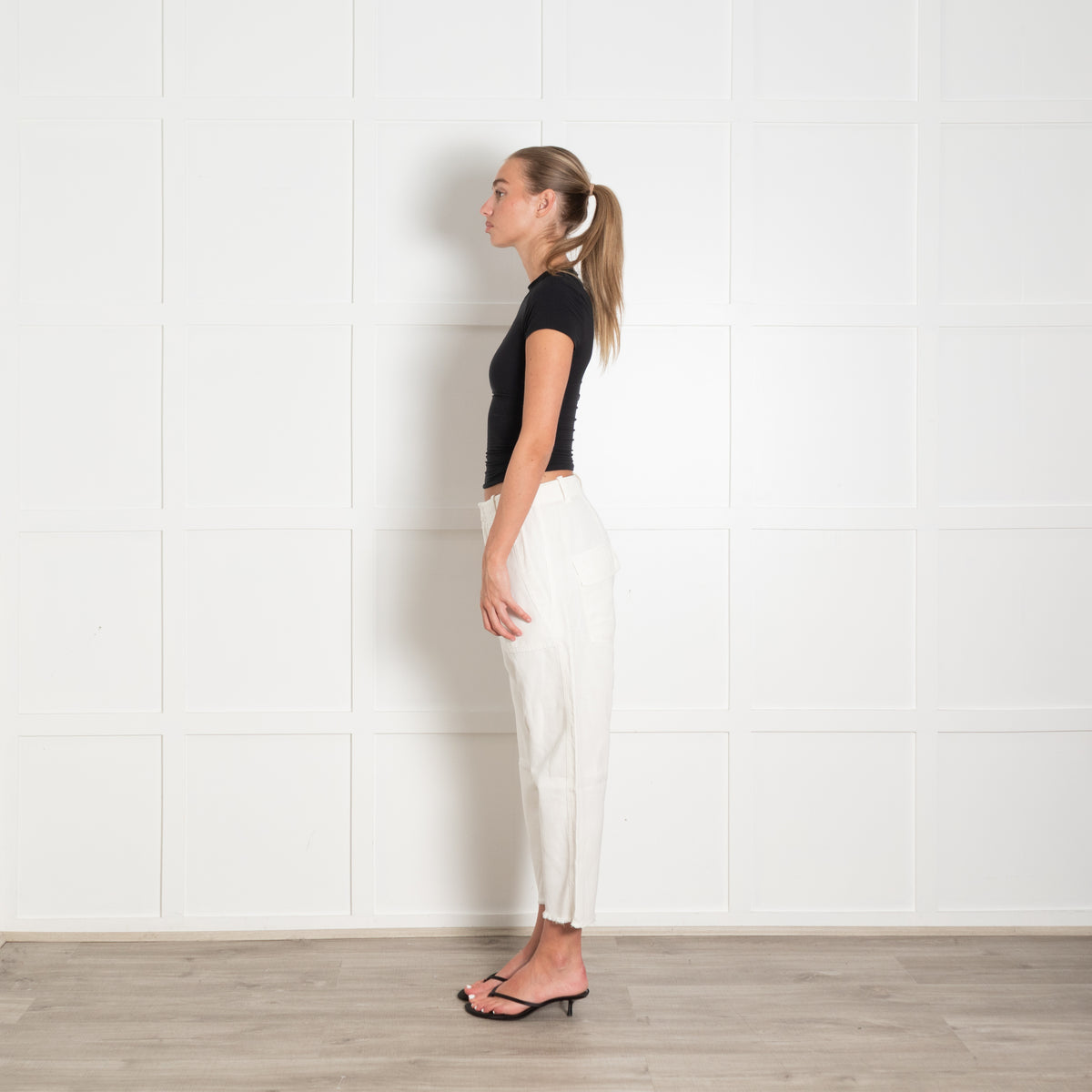 Nili Lotan Cream Luna Dropped Crotch Pant