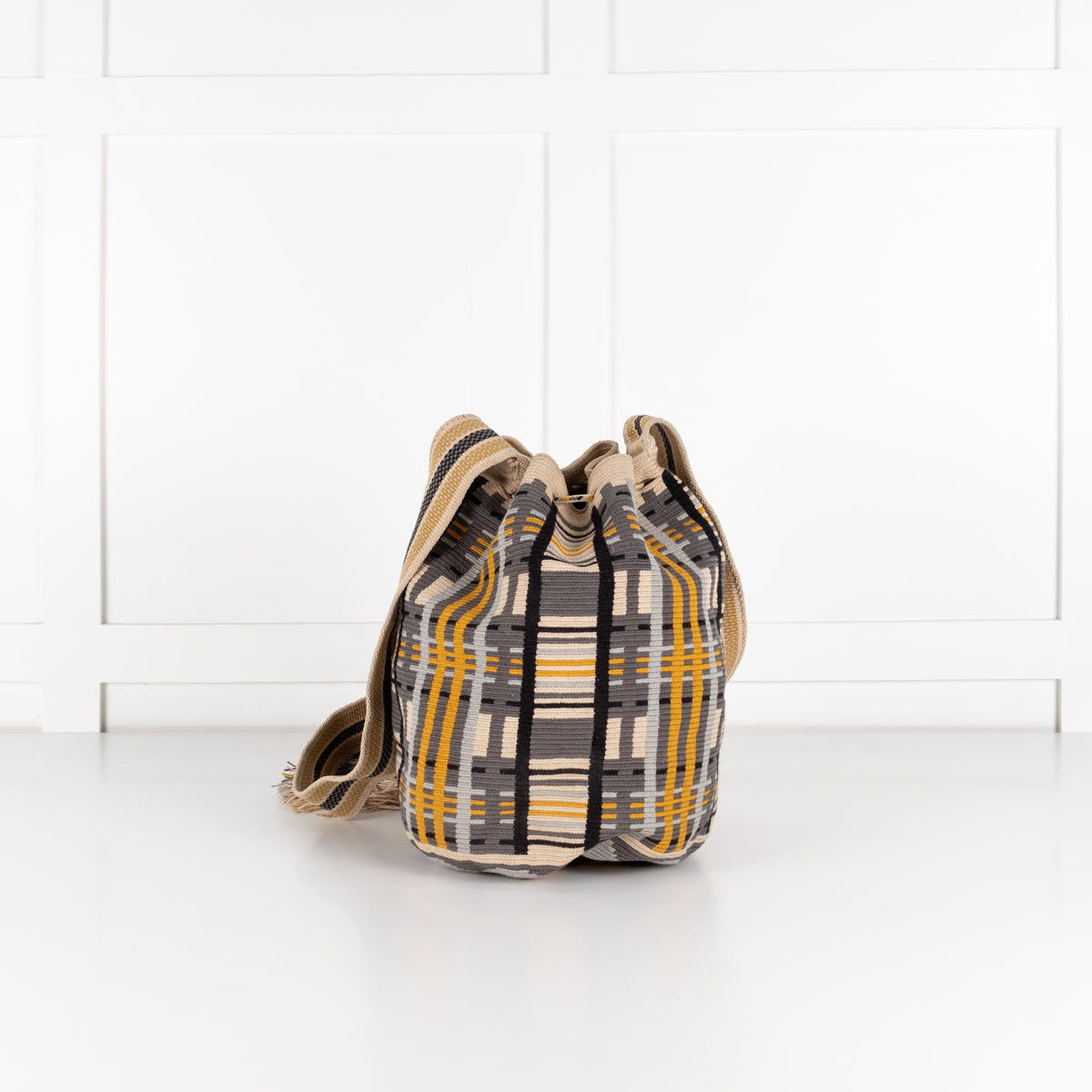 Guanabana Cream Blue Mustard Woven Geometric Pattern Crossbody