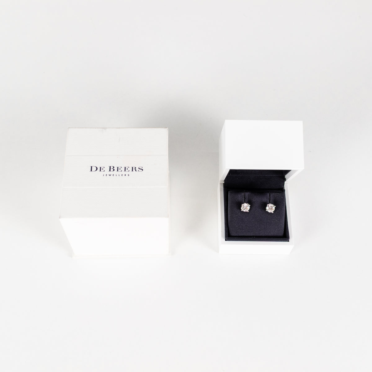 De Beers Signature Solitaire Diamond Stud Earrings