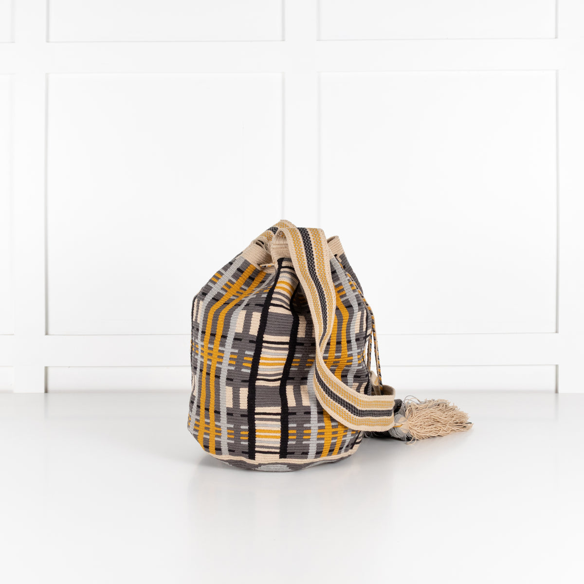 Guanabana Cream Blue Mustard Woven Geometric Pattern Crossbody