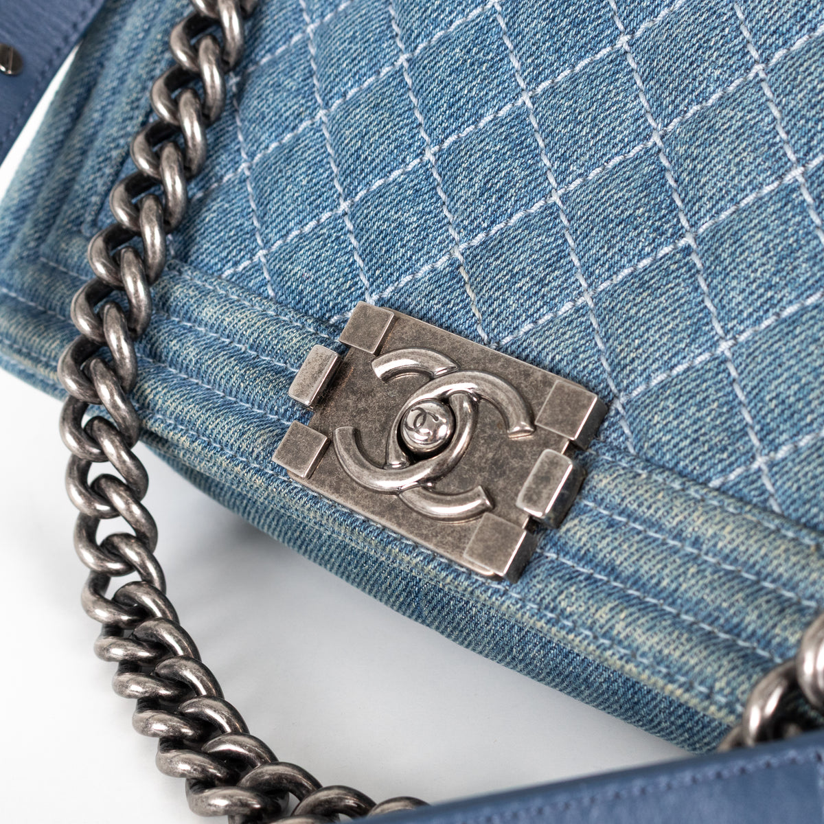 Chanel Blue Denim Medium Flap Boy Bag