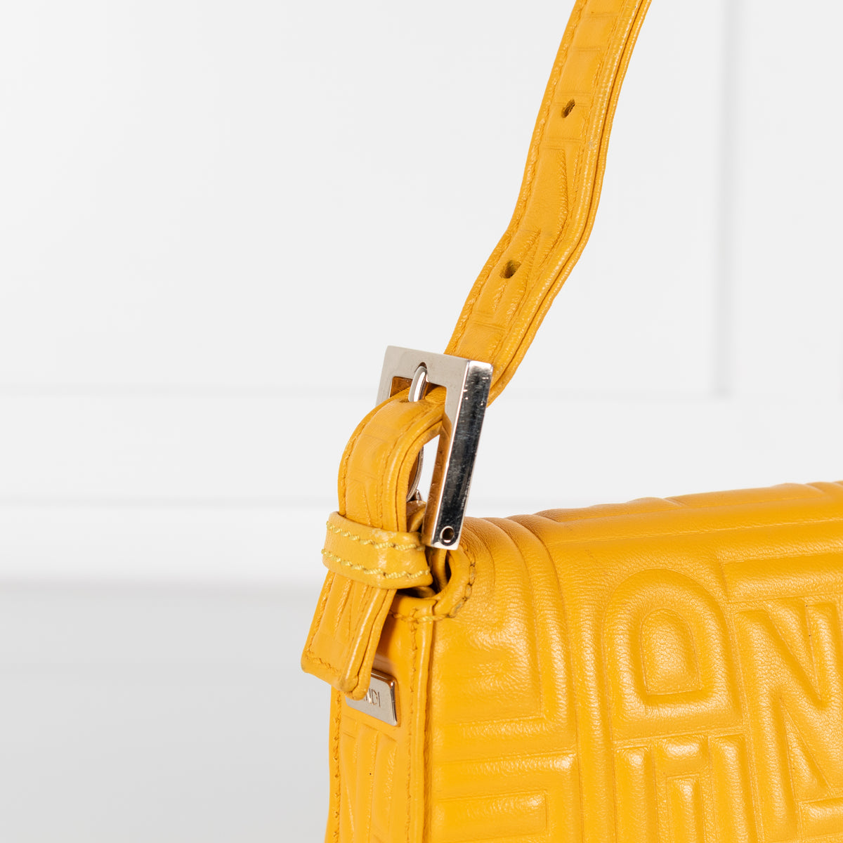 Fendi Yellow Leather Vintage Medium Baguette