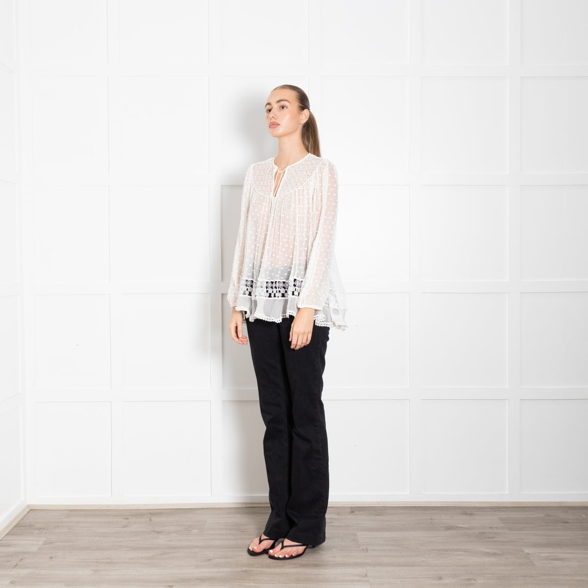 Zimmermann White Lace And Polka Spot Top