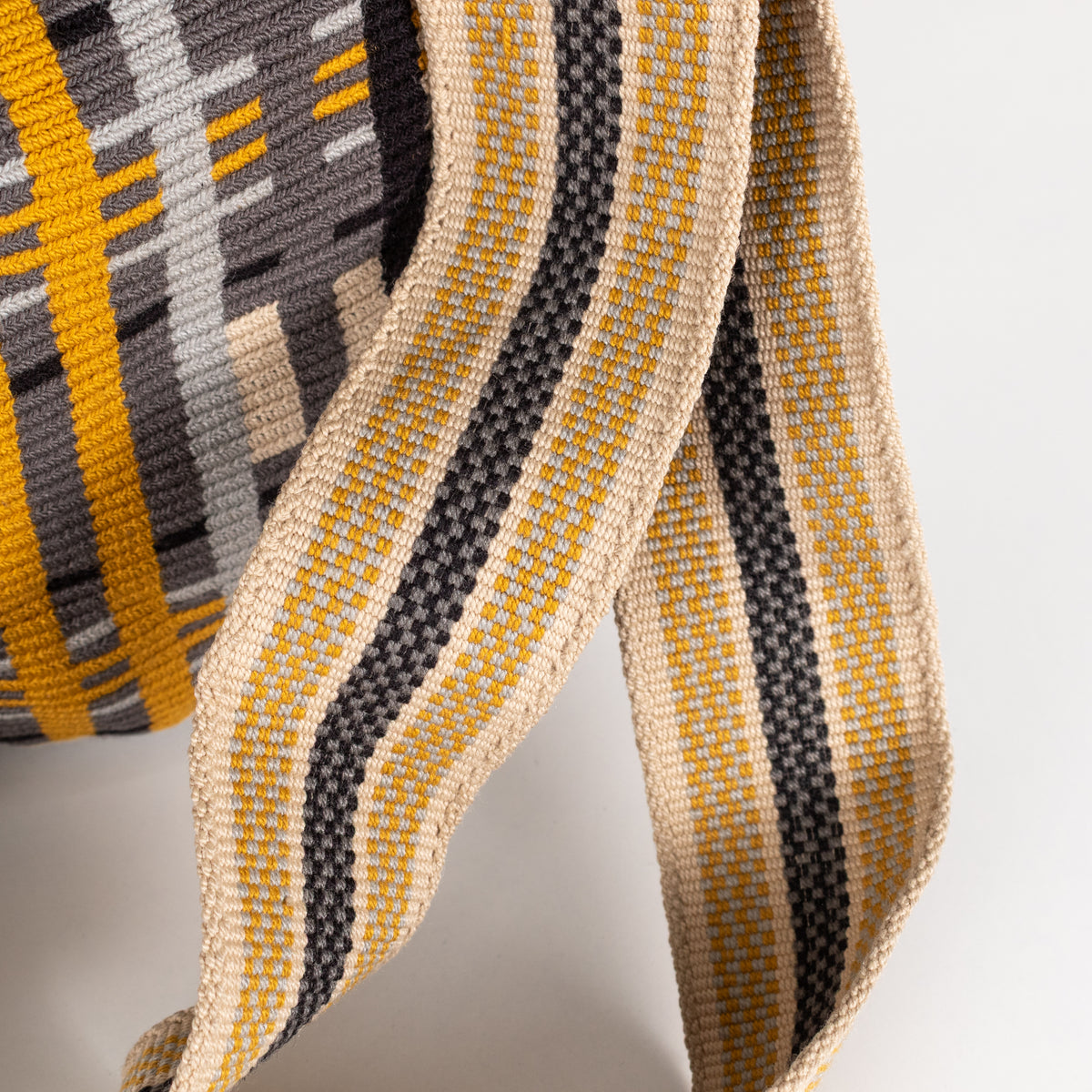 Guanabana Cream Blue Mustard Woven Geometric Pattern Crossbody