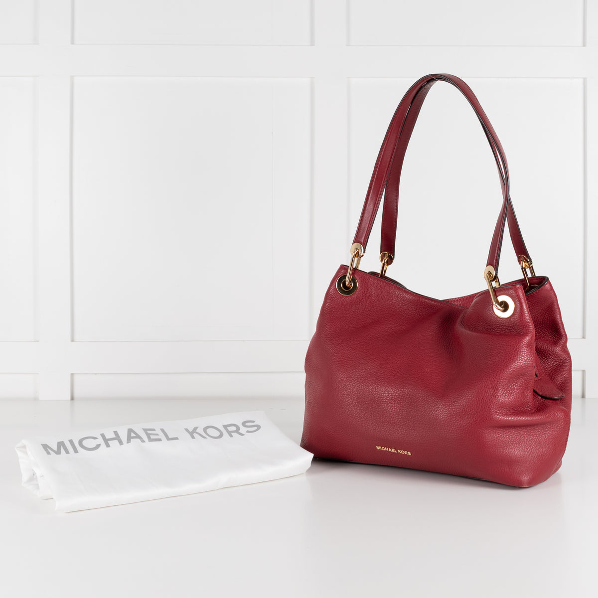 Michael Kors Red Pebbled Leather Kensington Tote Bag