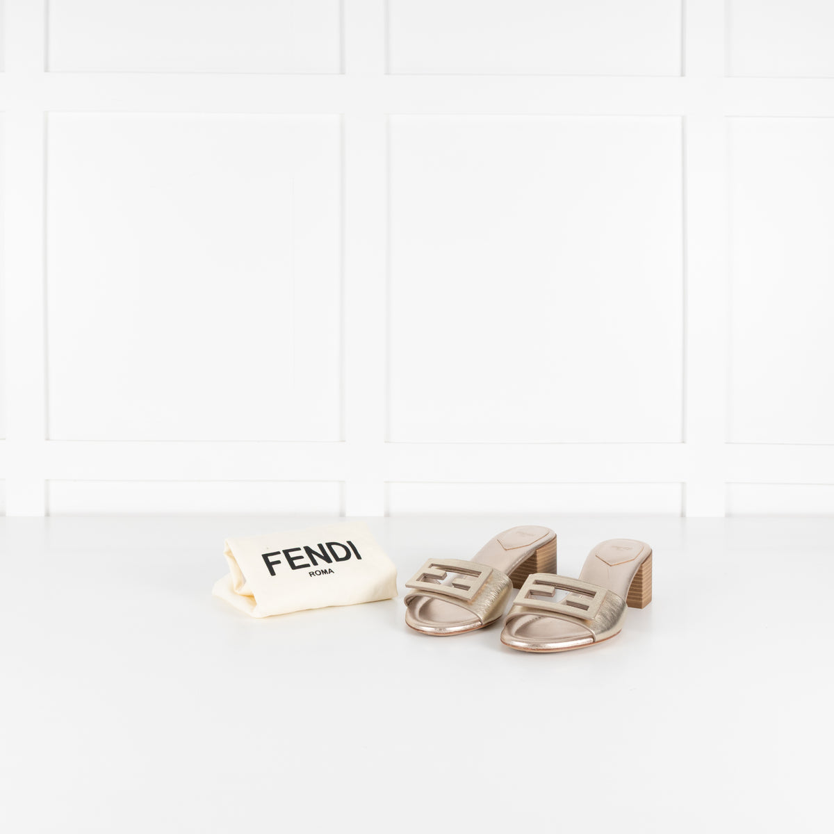 Fendi Pale Gold Leather Sandals