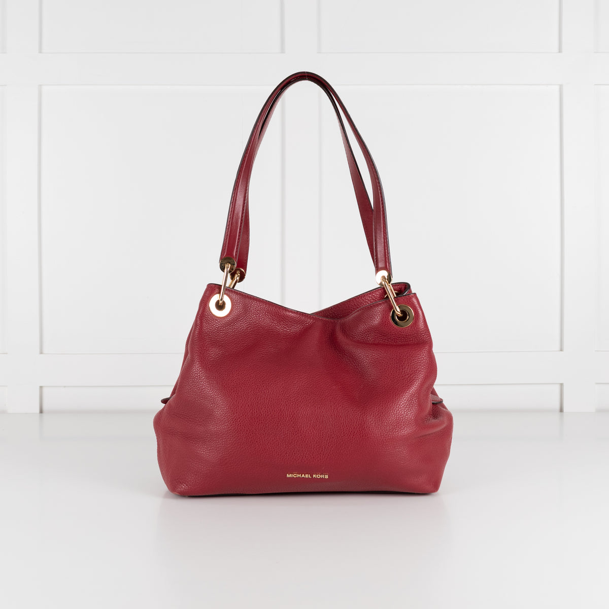 Michael Kors Red Pebbled Leather Kensington Tote Bag