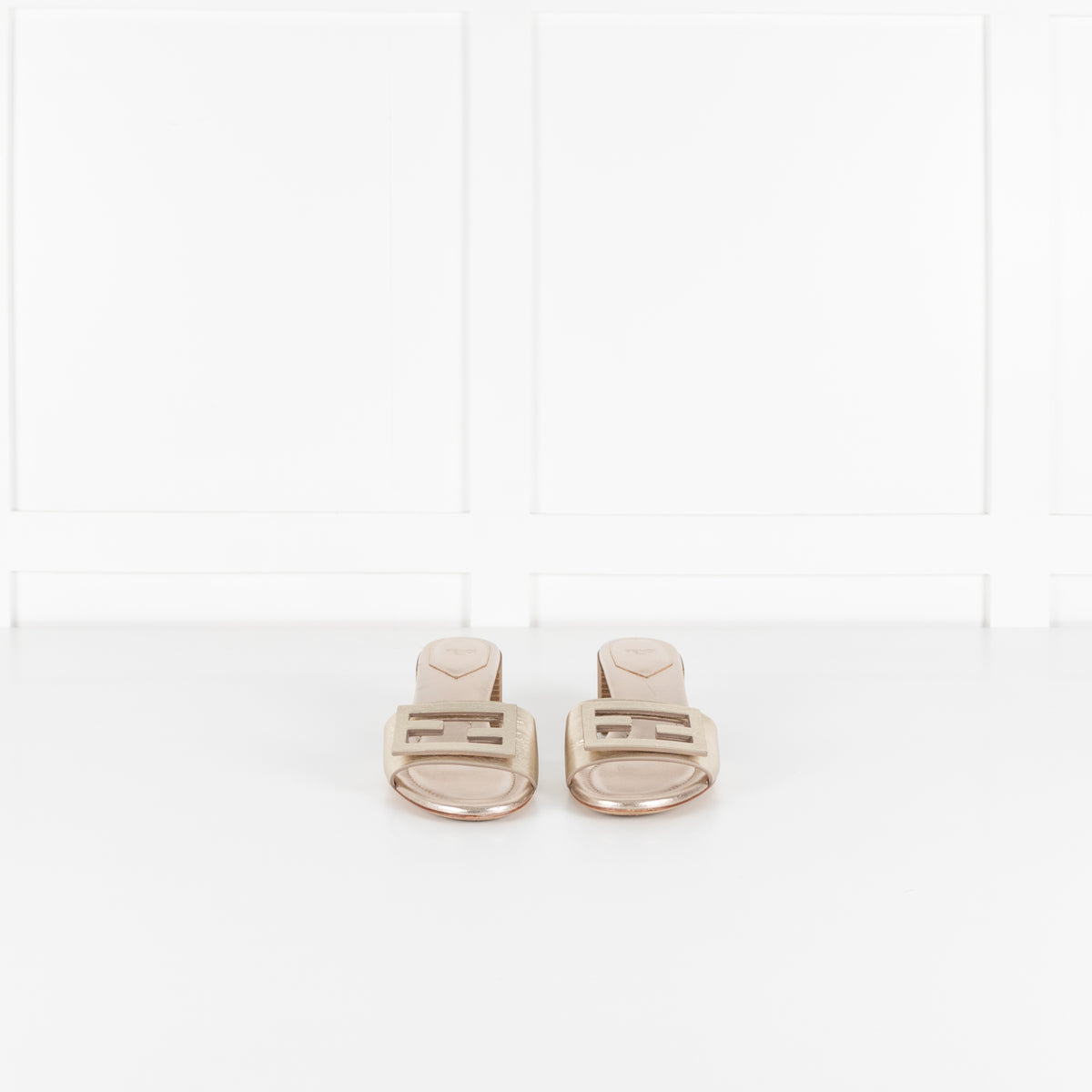 Fendi Pale Gold Leather Sandals