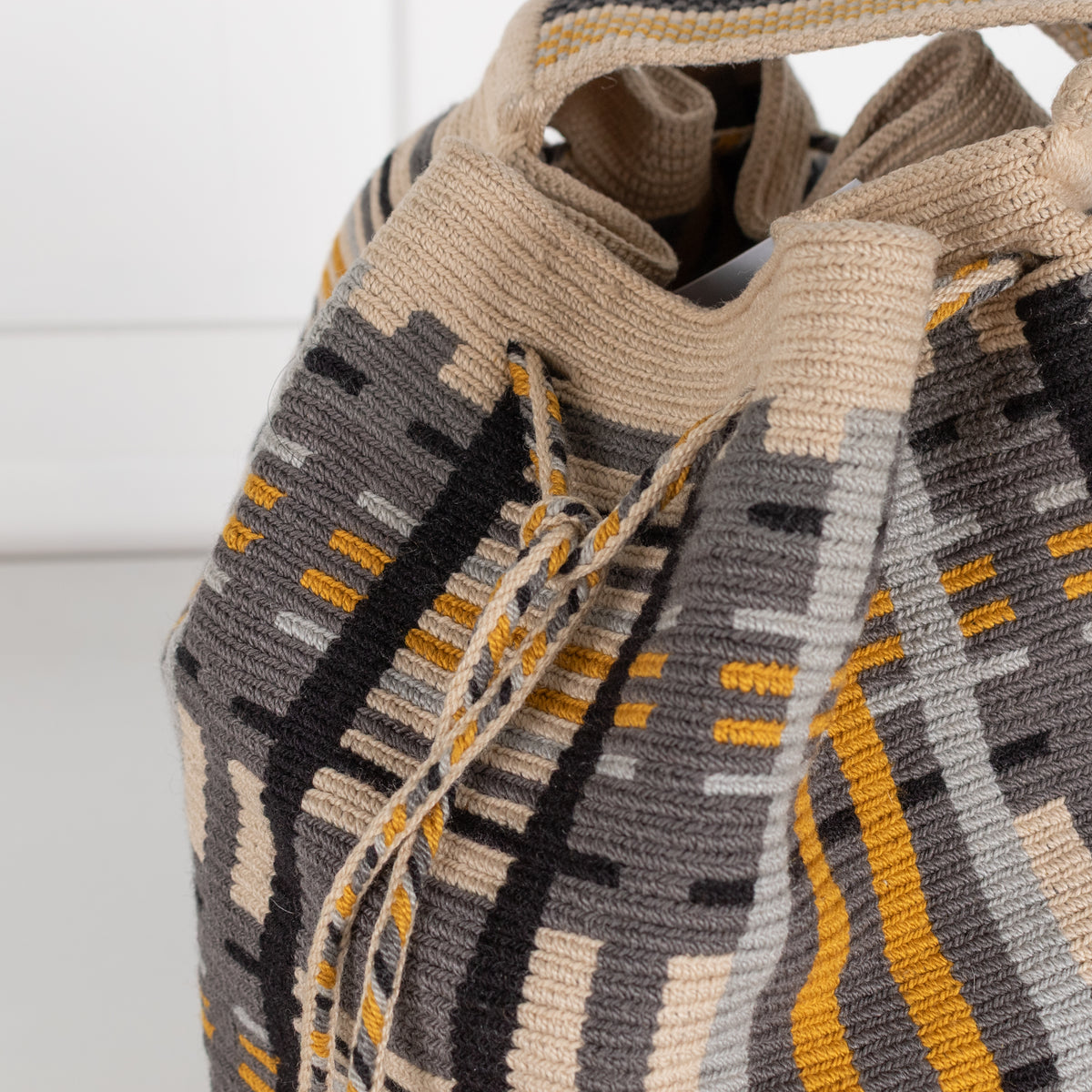 Guanabana Cream Blue Mustard Woven Geometric Pattern Crossbody