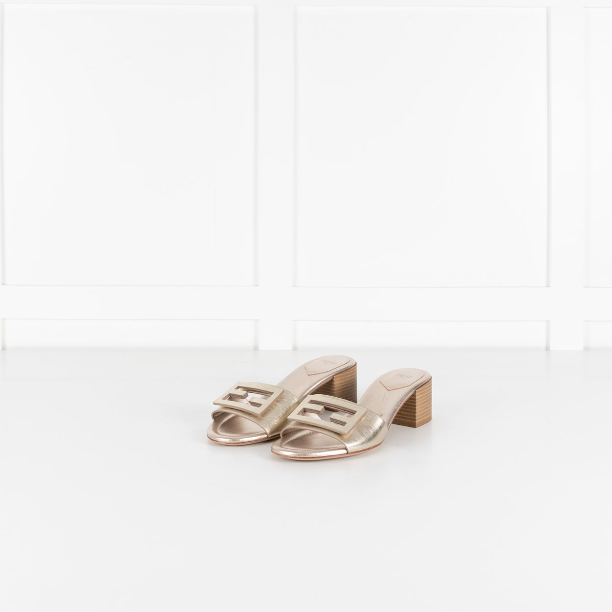 Fendi Pale Gold Leather Sandals