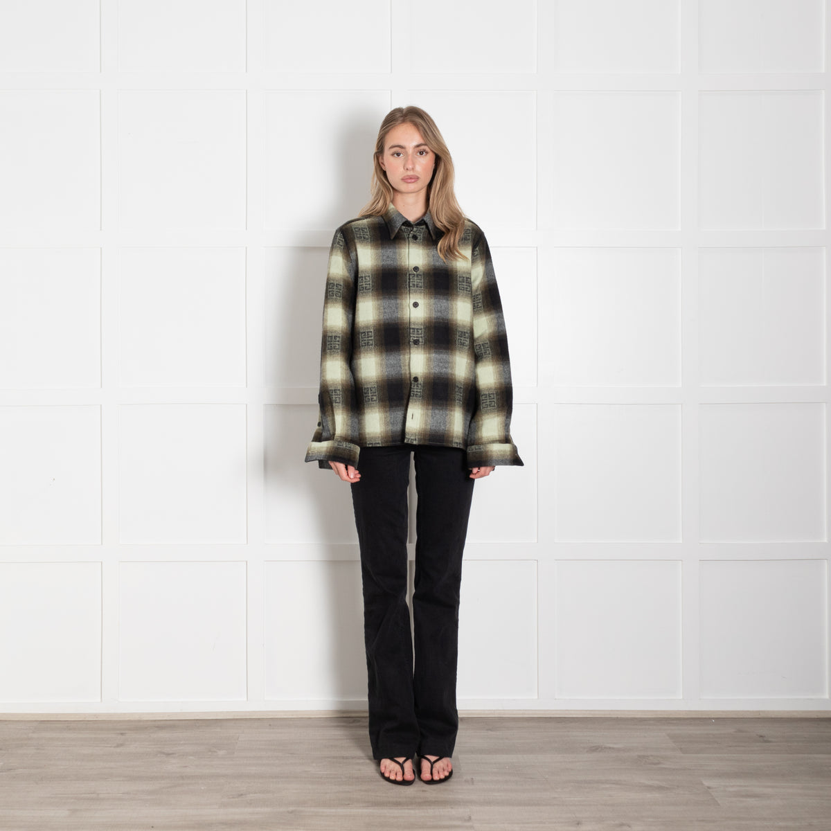 Givenchy Khaki Wool Plaid Shirt