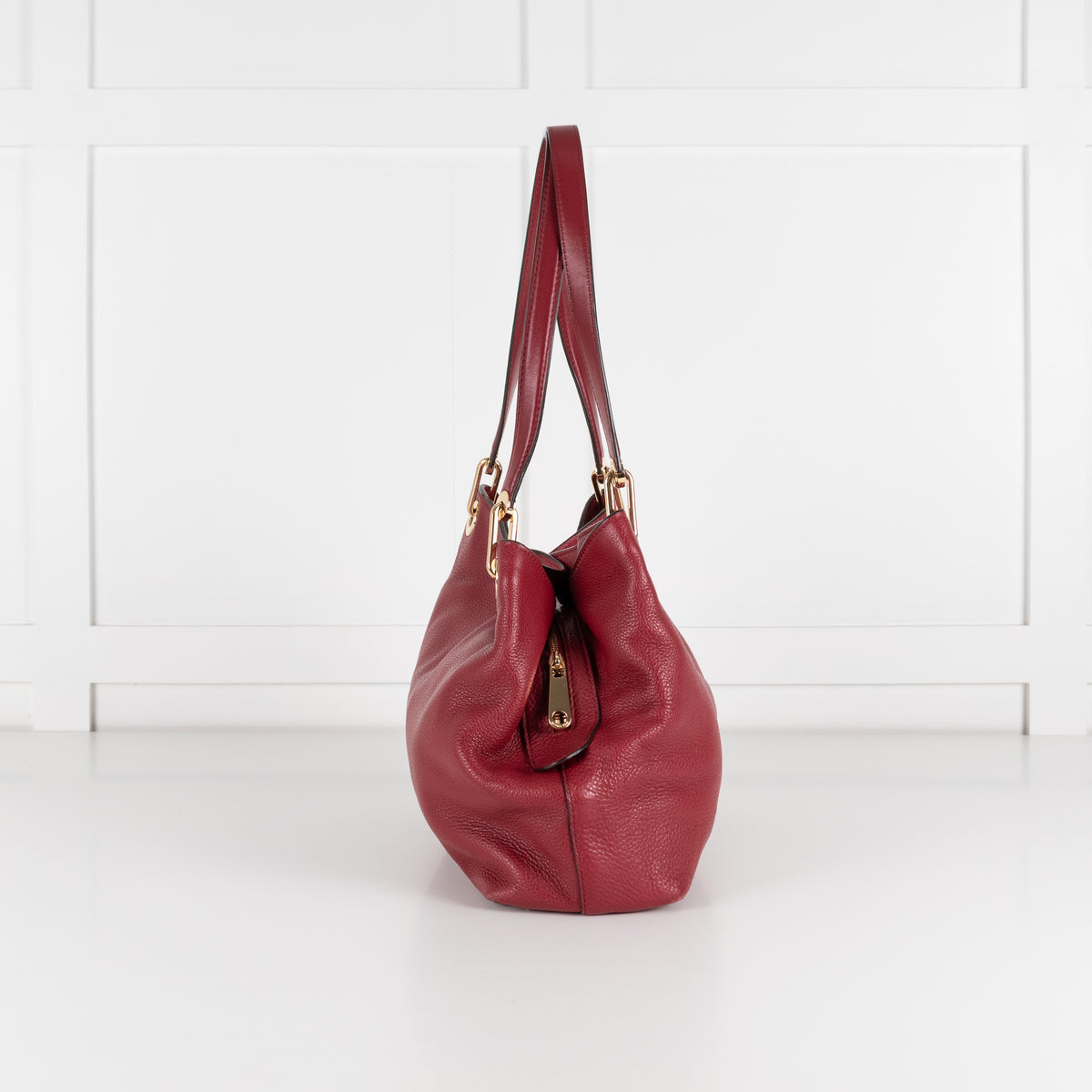 Michael Kors Red Pebbled Leather Kensington Tote Bag