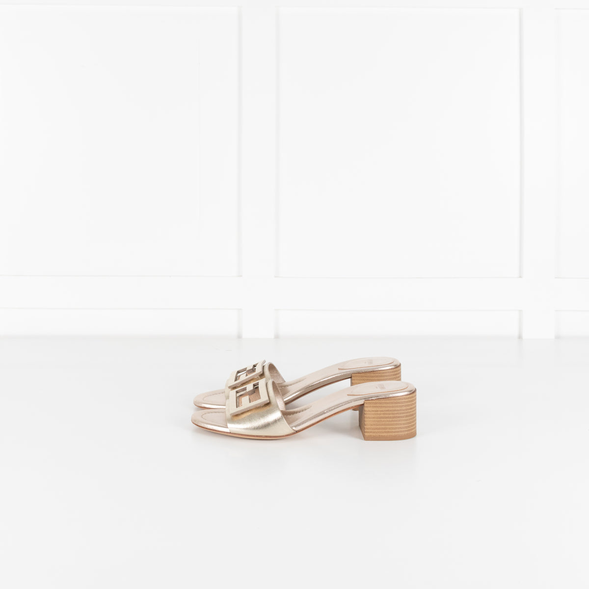 Fendi Pale Gold Leather Sandals