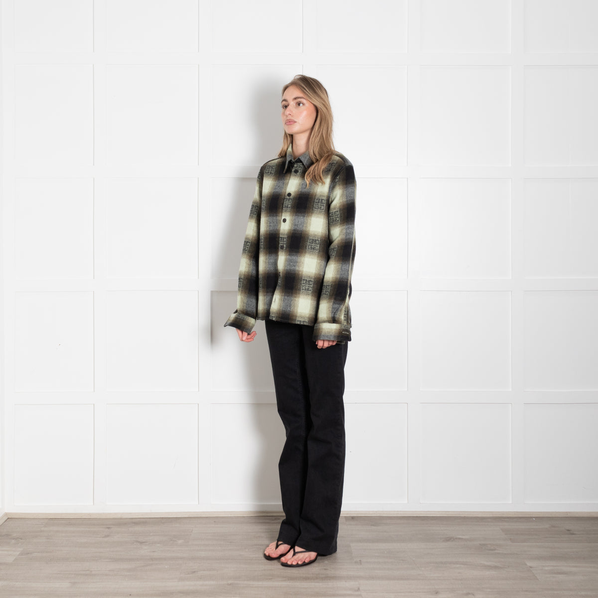 Givenchy Khaki Wool Plaid Shirt