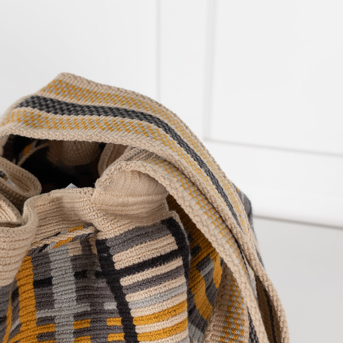 Guanabana Cream Blue Mustard Woven Geometric Pattern Crossbody