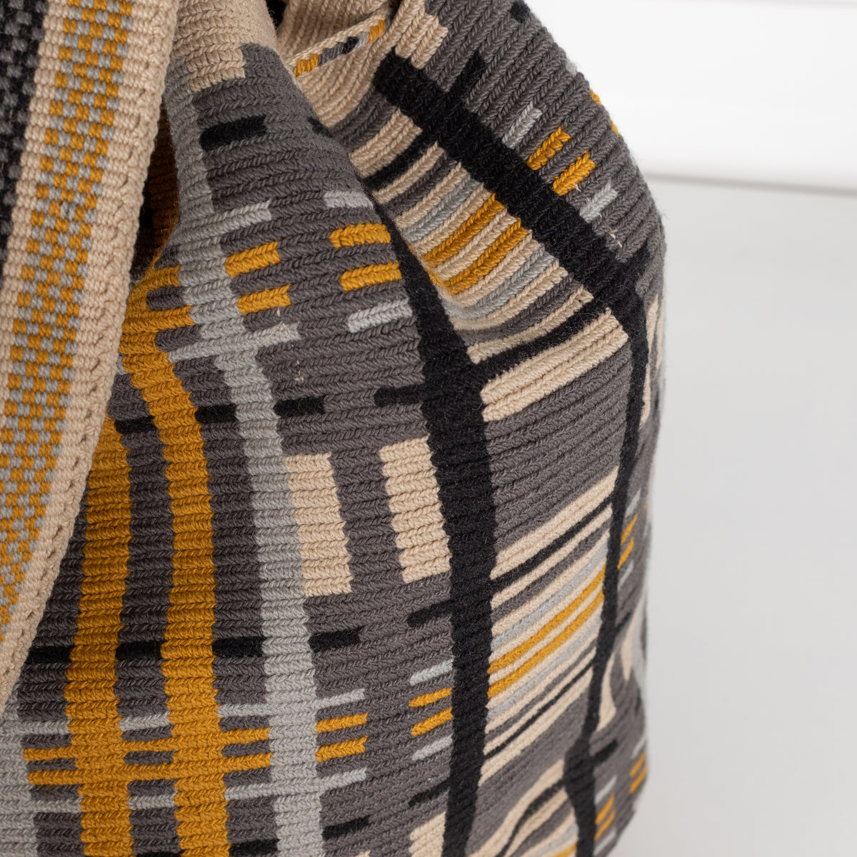 Guanabana Cream Blue Mustard Woven Geometric Pattern Crossbody