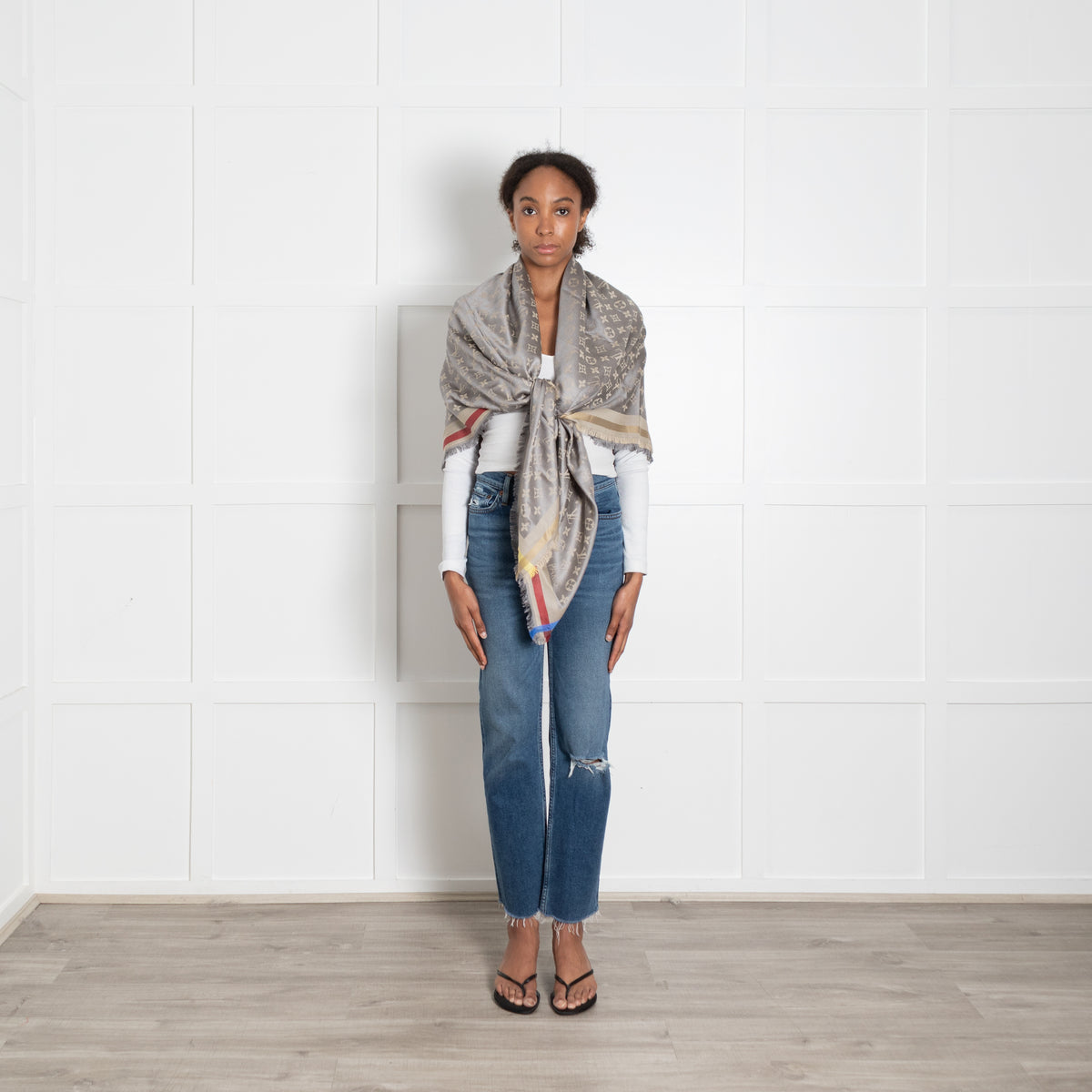 Louis Vuitton Monogram Shine Shawl with Coloured Trim