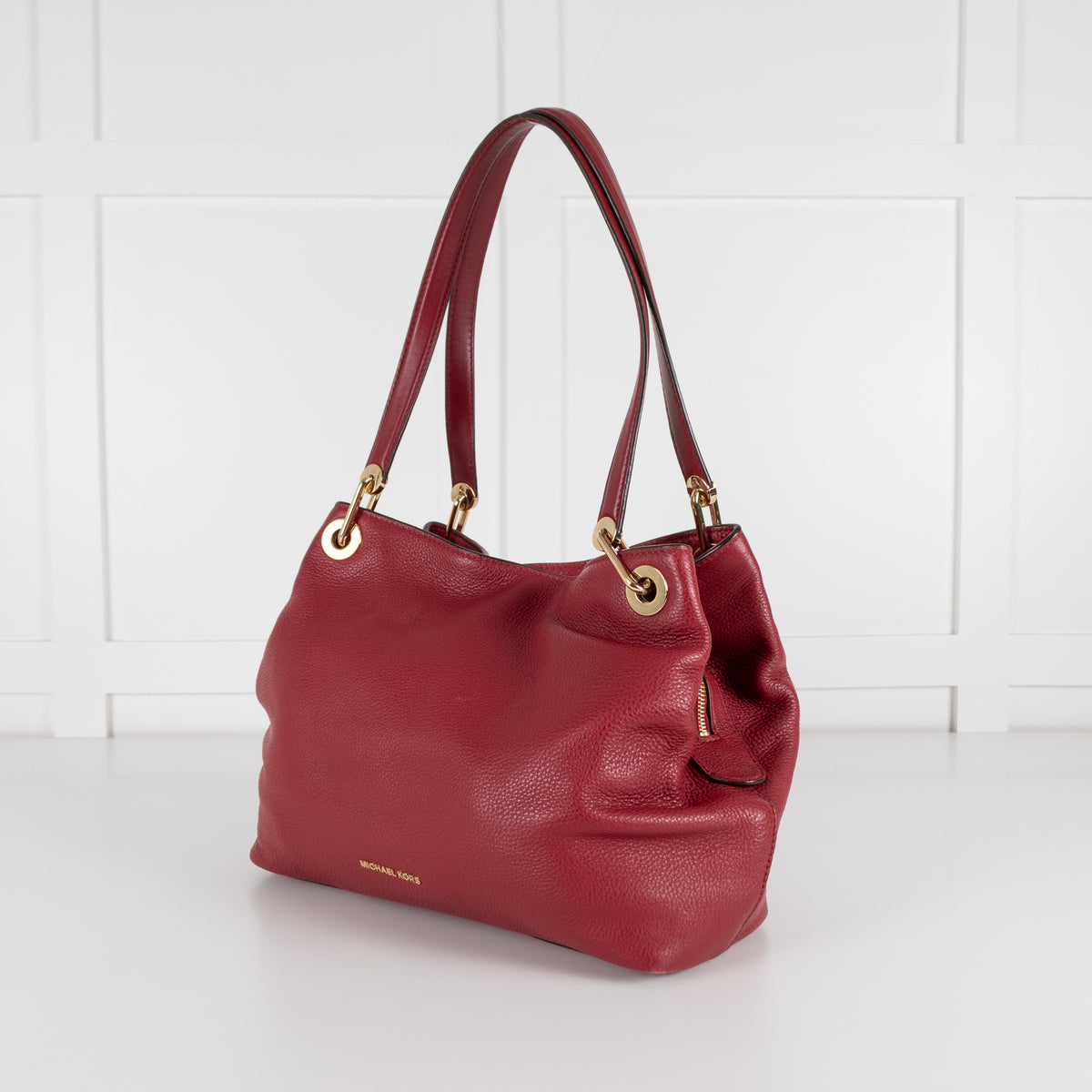 Michael Kors Red Pebbled Leather Kensington Tote Bag