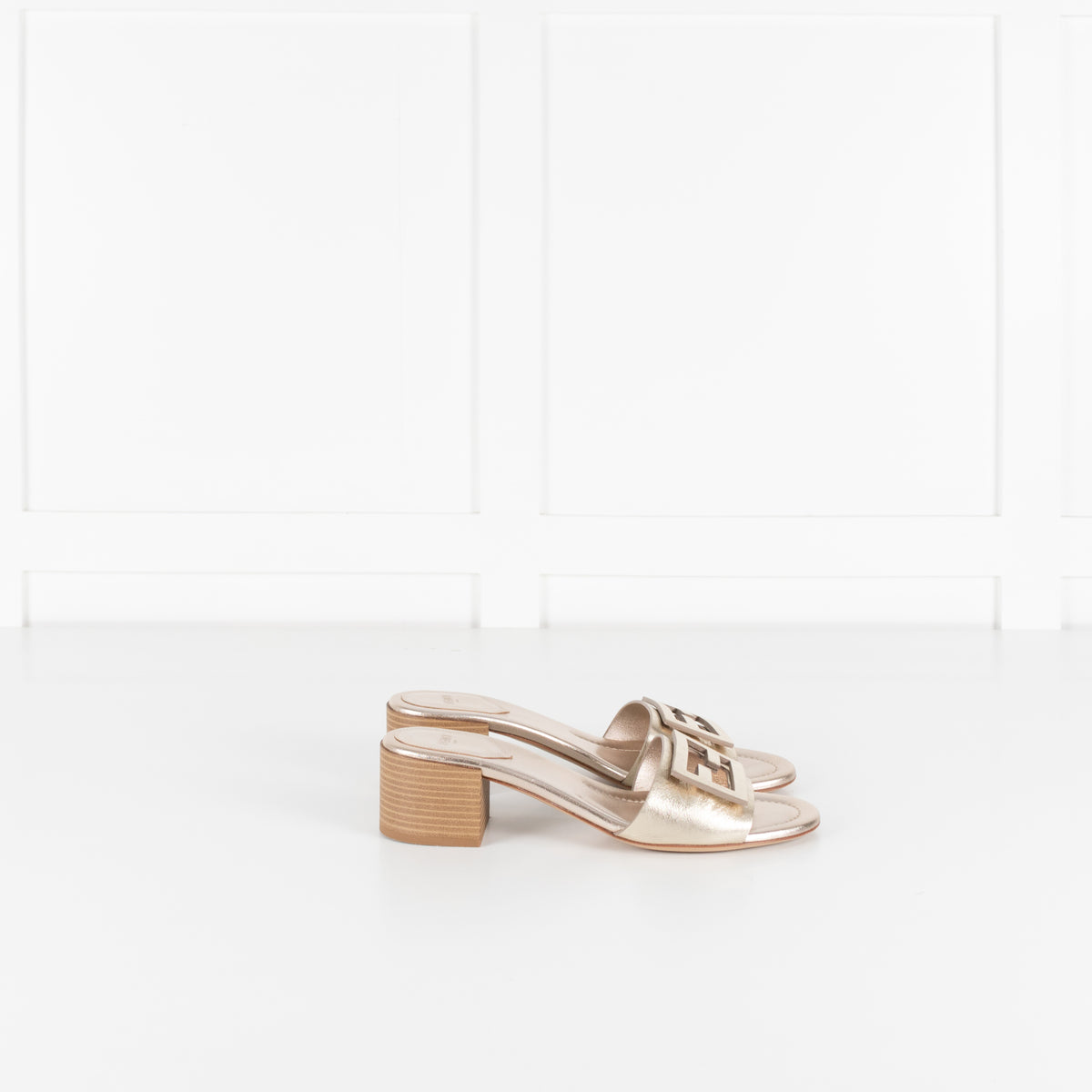 Fendi Pale Gold Leather Sandals