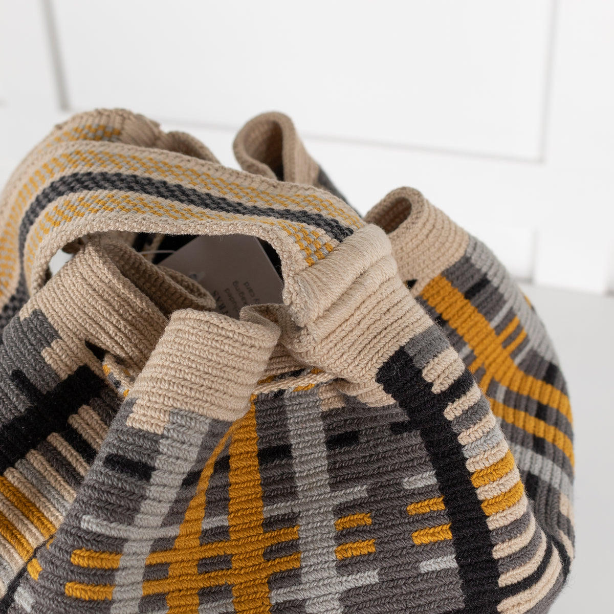 Guanabana Cream Blue Mustard Woven Geometric Pattern Crossbody