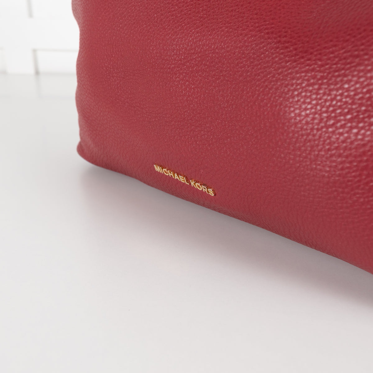 Michael Kors Red Pebbled Leather Kensington Tote Bag