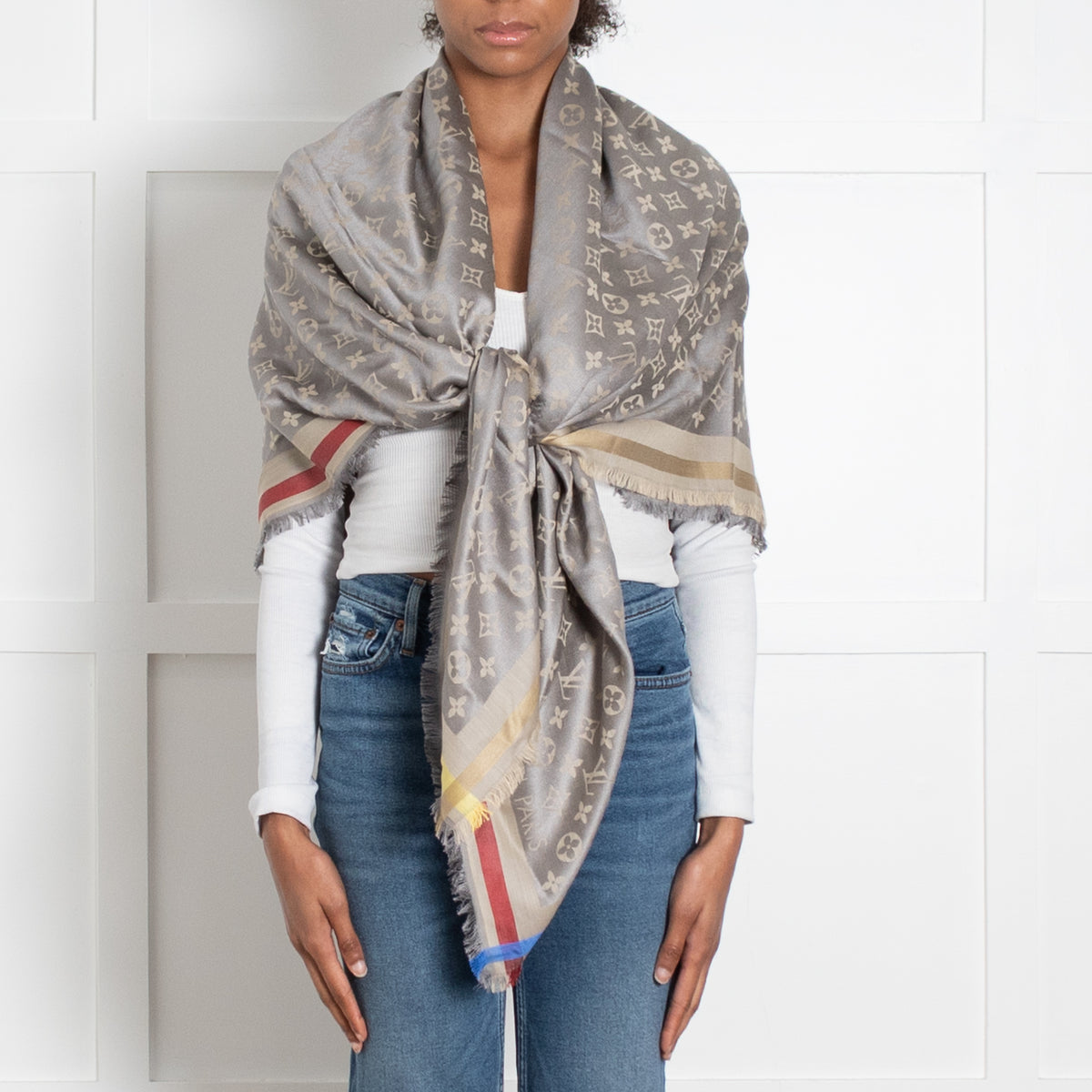 Louis Vuitton Monogram Shine Shawl with Coloured Trim