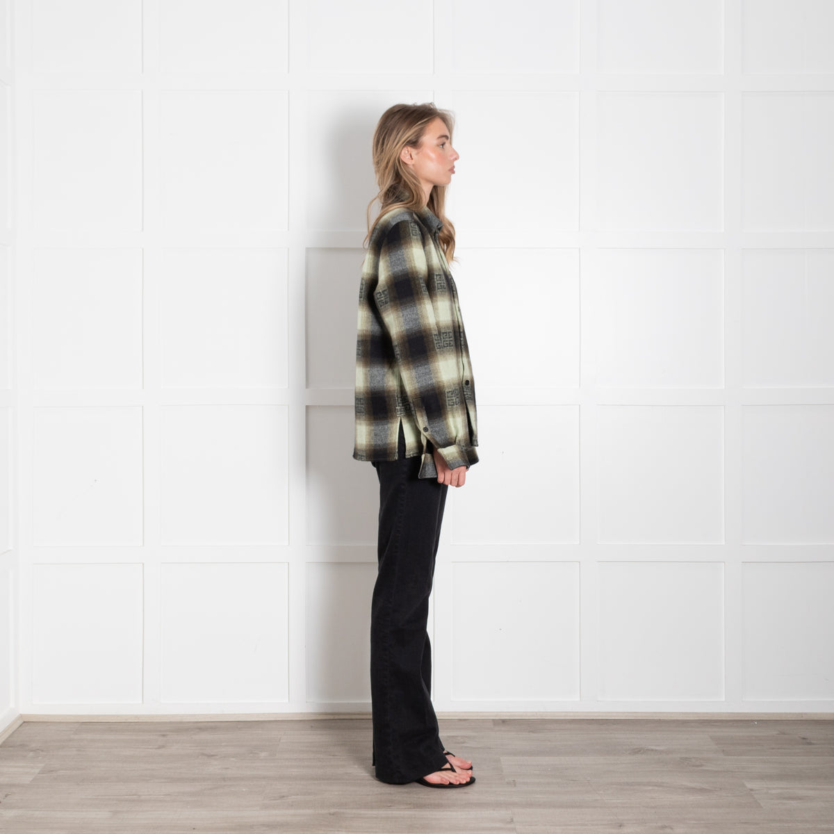 Givenchy Khaki Wool Plaid Shirt