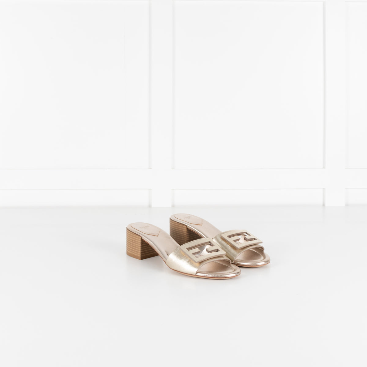 Fendi Pale Gold Leather Sandals