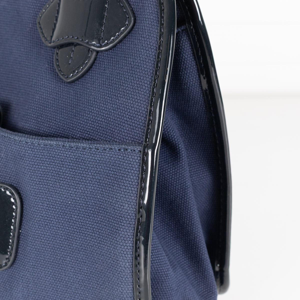 Tila March Navy Bag with Patent Trim
