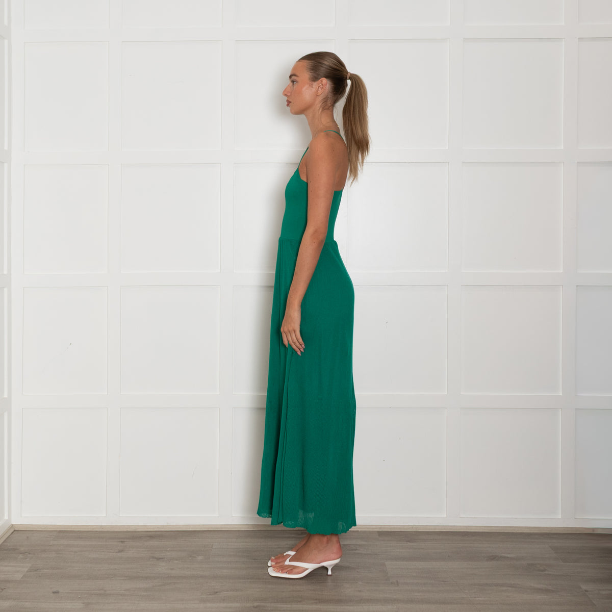 Sandro Green Crinkle Sundress