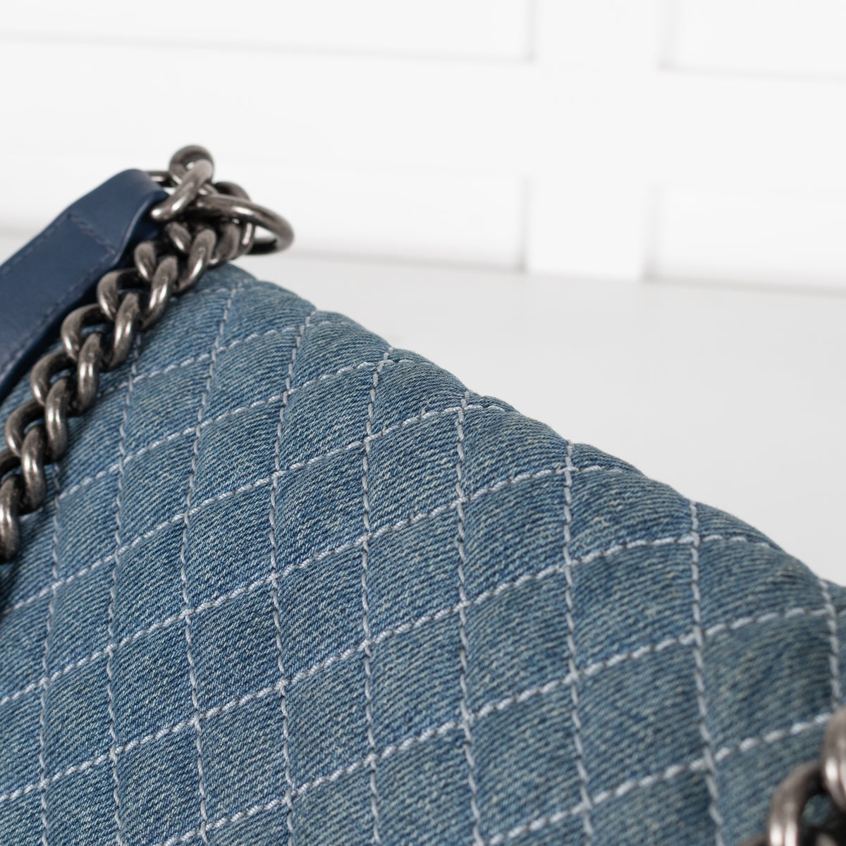 Chanel Blue Denim Medium Flap Boy Bag