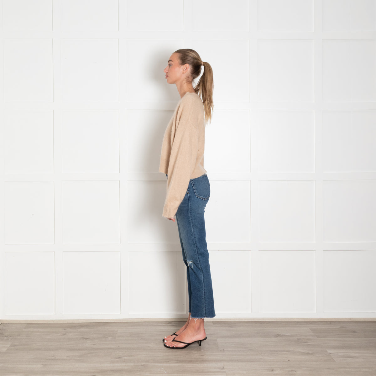 Love Shack Fancy Brown Cashmere Boxy Jumper